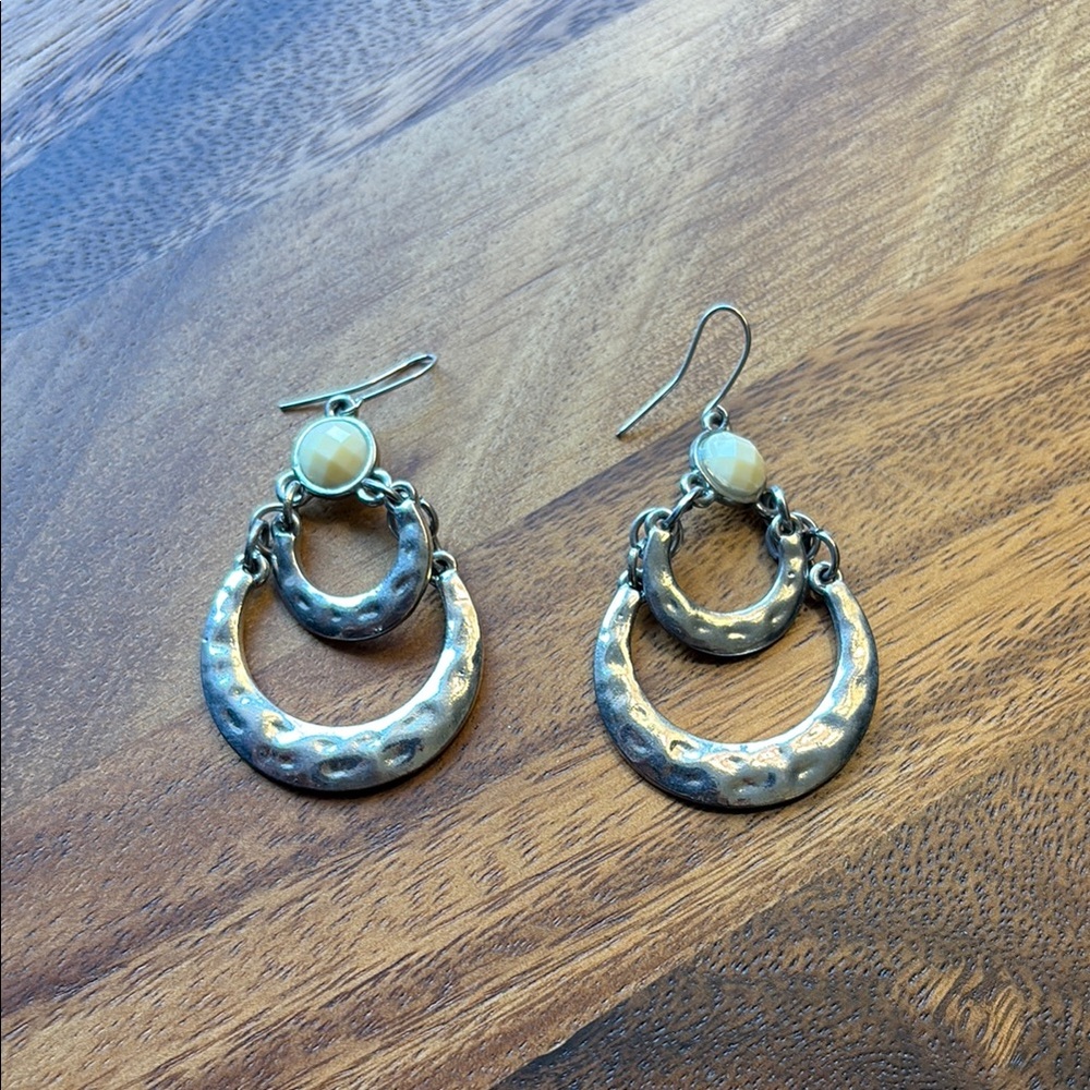 Silver Hammered Hoop Earrings